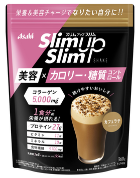 Asahi Дієтичний коктейль з колагеном вітамінами і мінералами Slim Up Shake Cafe Latte 360g 4086 фото